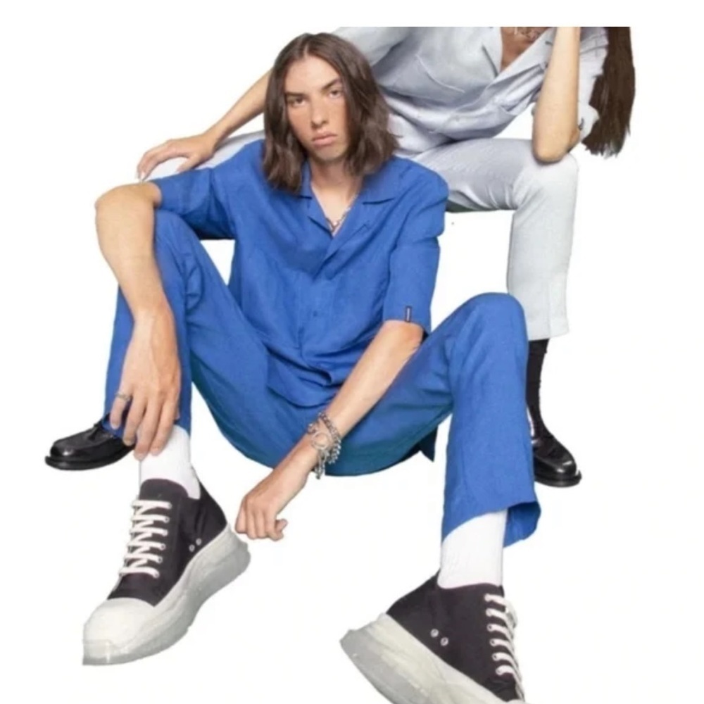 Bobblehaus Shanghai Blue Tencel Shirt & Pants Set XS Top Small Pants NWT